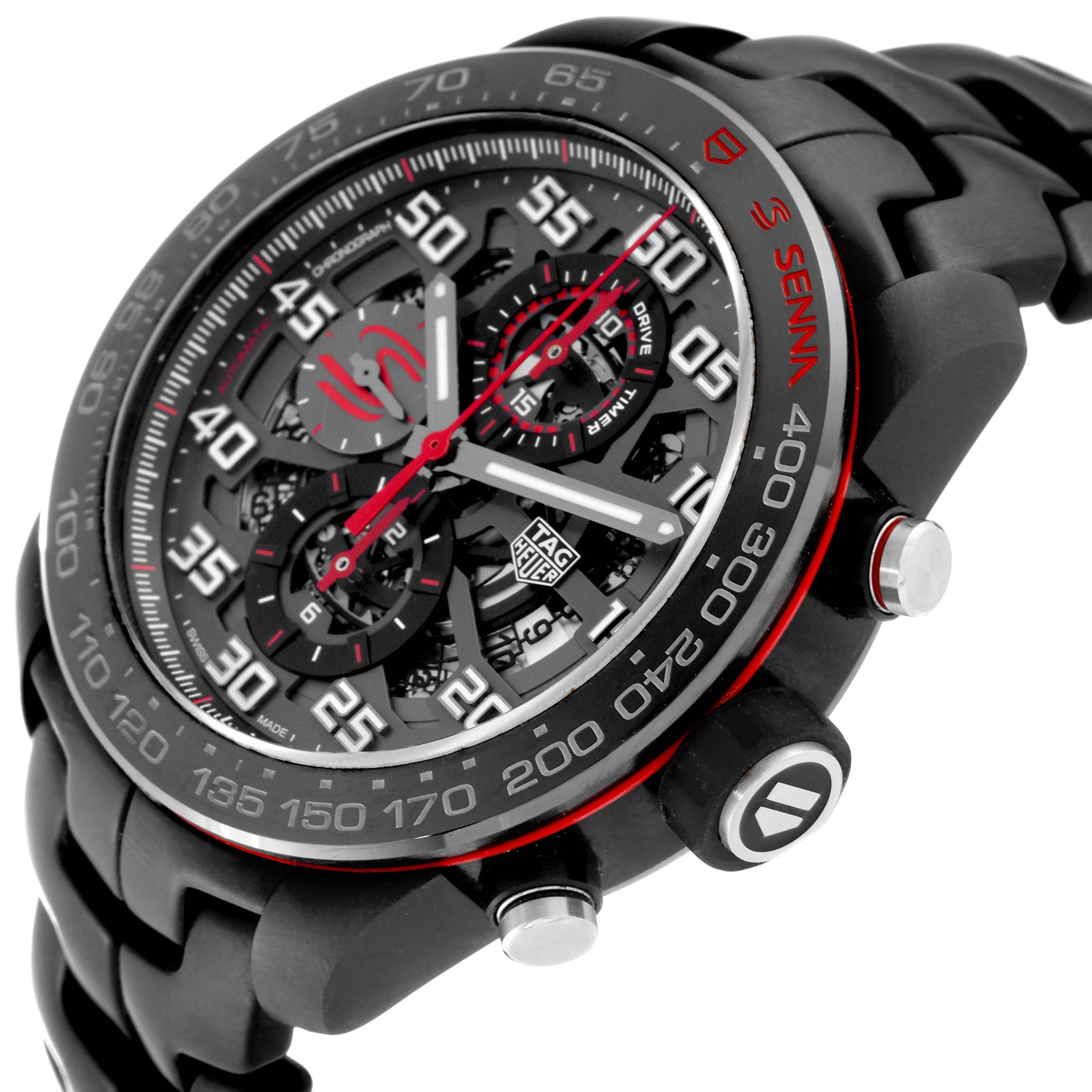 The image shows a close-up view of a Tag Heuer Carrera CAR2A1L.BA0688 Men's Stainless Steel Grey Dial CAR2A1L.BA0688 Men's Stainless Steel Grey Dial watch, highlighting its face, bezel, and buttons from a high angle.