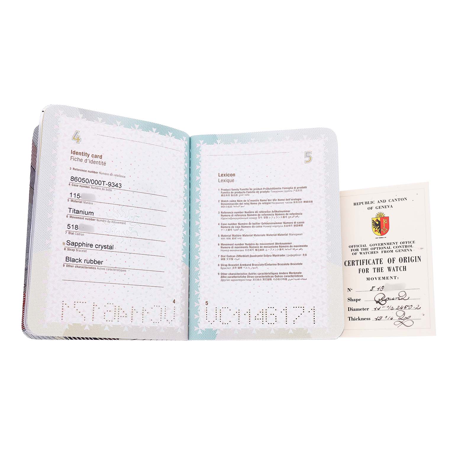 The image shows the identification booklet and certificate of origin for a Vacheron Constantin Quai de l'Ile watch.