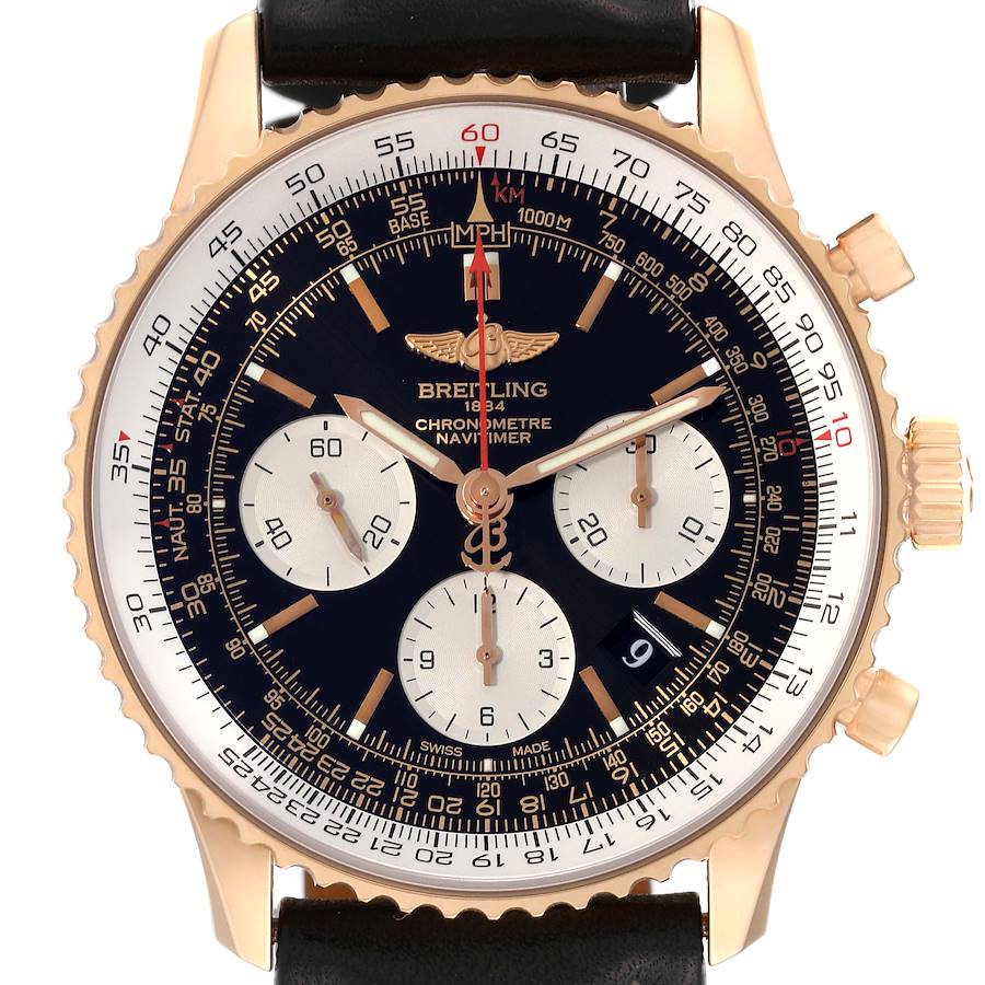 Breitling Navitimer 01 Rose Gold Black Dial Mens Watch RB0120 Box Card SwissWatchExpo