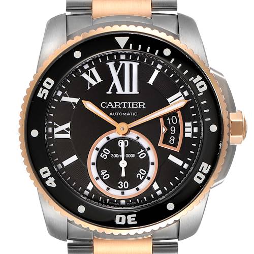Photo of Cartier Calibre Diver Steel Rose Gold Black Dial Mens Watch W7100054