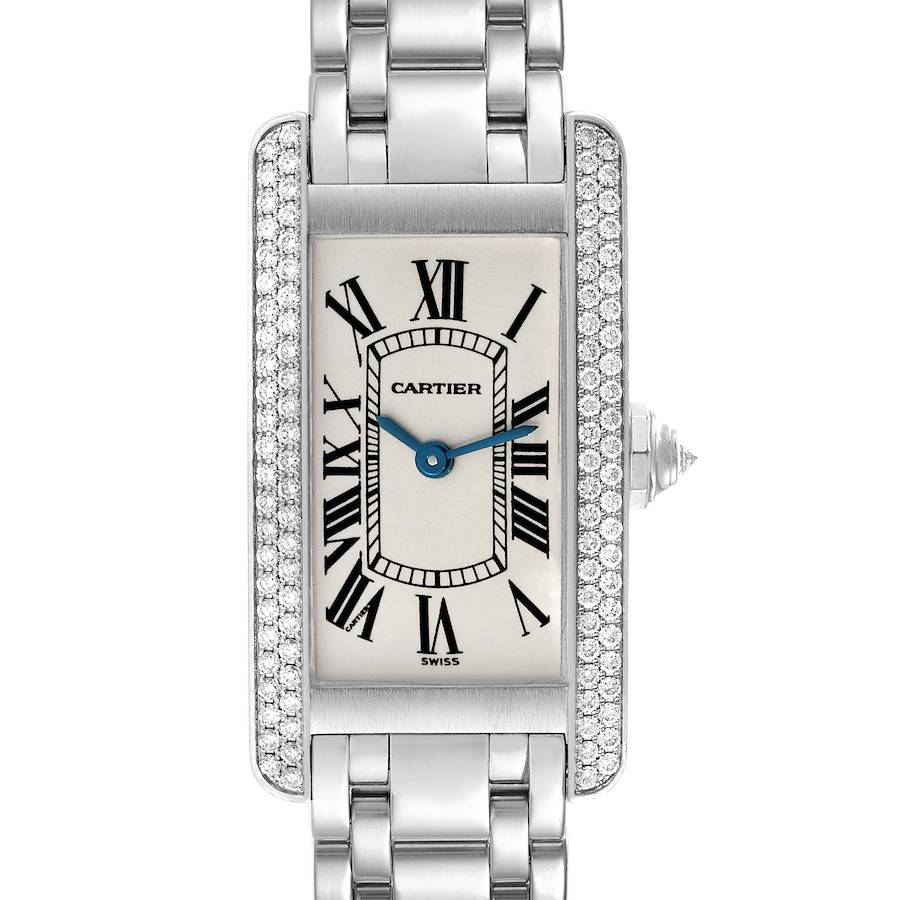 Cartier Tank Americaine White Gold Diamond Ladies Watch WB7018L1 Box Papers SwissWatchExpo