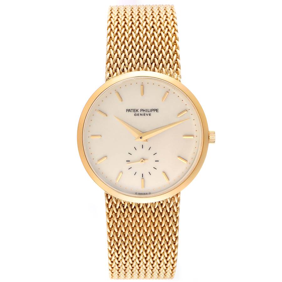 Patek Philippe Calatrava 18k Yellow Gold Ivory Dial Mens Watch 3893 ...