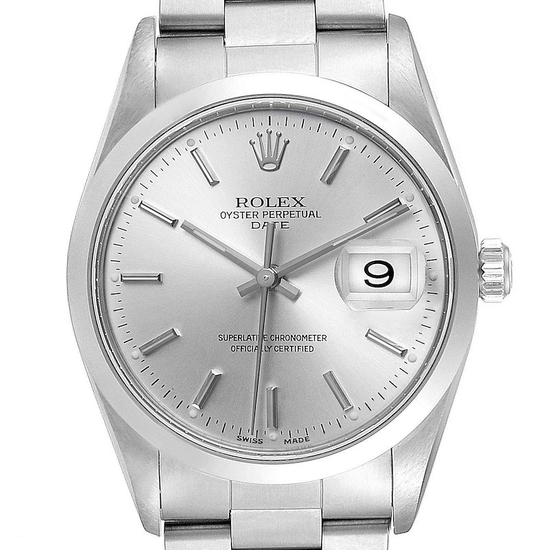 Rolex Date Silver Dial Oyster Bracelet Steel Mens Watch 15200 Box Papers SwissWatchExpo