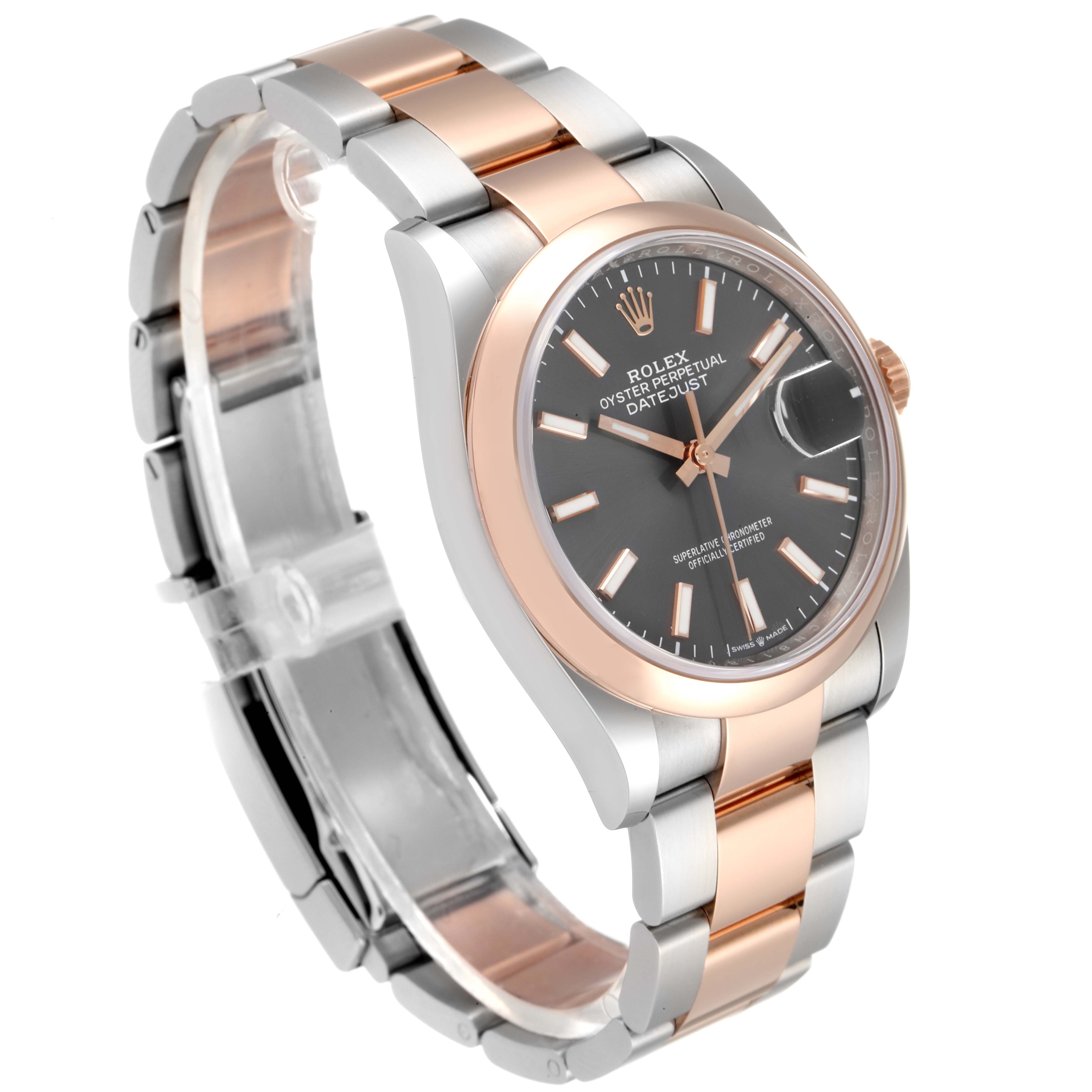 The image shows a Rolex Datejust 116201 Men
s Steel and Gold (two tone) Grey Dial 116201 Men
s Steel and Gold (two tone) Grey Dial watch at a three-quarter angle, highlighting the dial, bezel, and bracelet prominently.