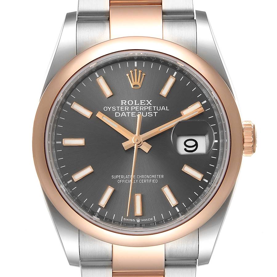 Rolex Datejust 36 Steel EveRose Gold Rhodium dial Mens Watch 126201 Unworn SwissWatchExpo