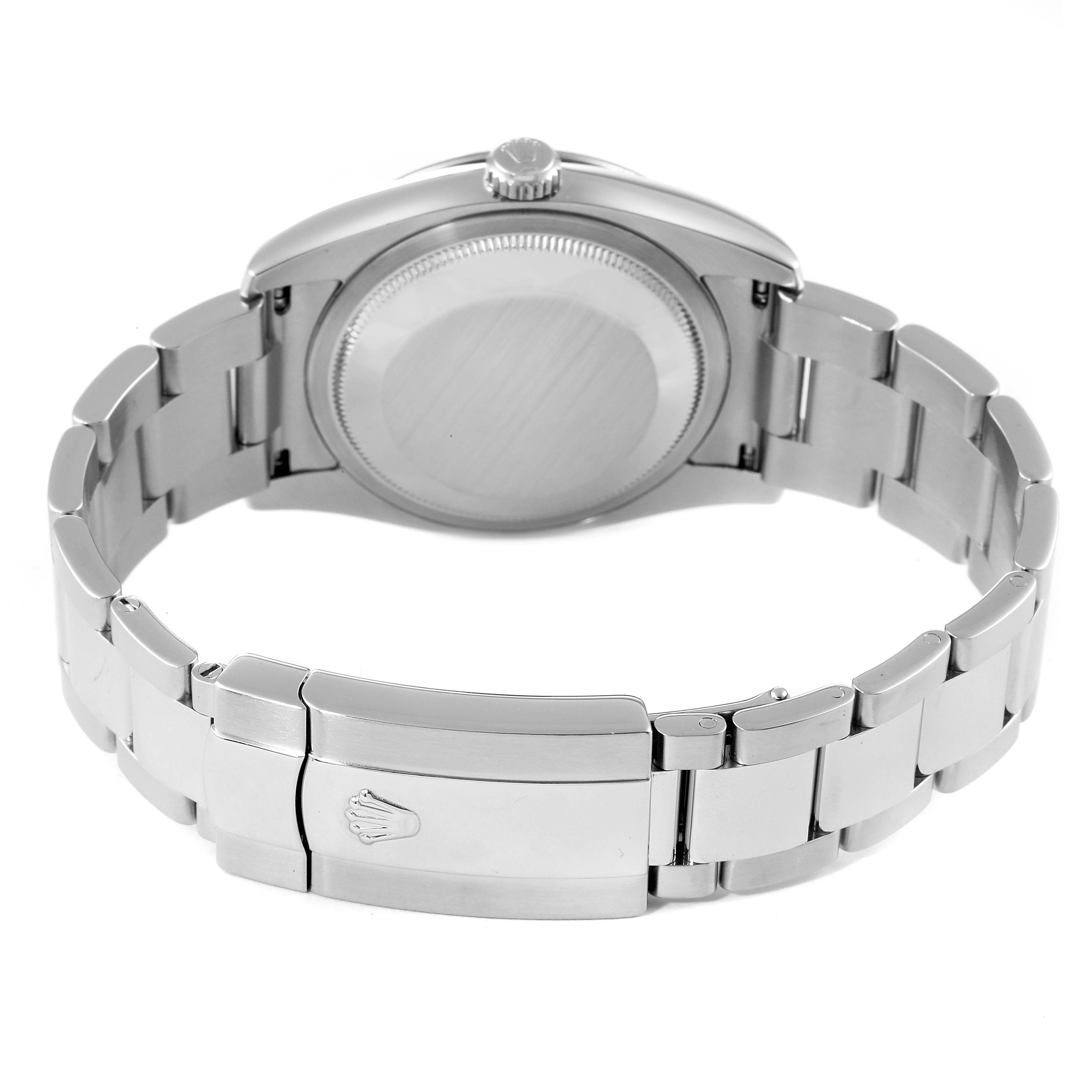 The image shows the back view of the Rolex Turn-o-Graph 116264 Men
s Stainless Steel Black Dial 116264 Men
s Stainless Steel Black Dial watch, highlighting the bracelet and clasp.