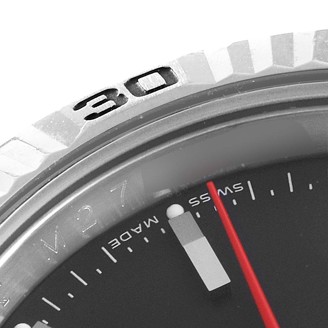 This close-up image shows the bezel and a segment of the dial of a Rolex Turn-o-Graph 116264 Men
s Stainless Steel Black Dial 116264 Men
s Stainless Steel Black Dial watch.