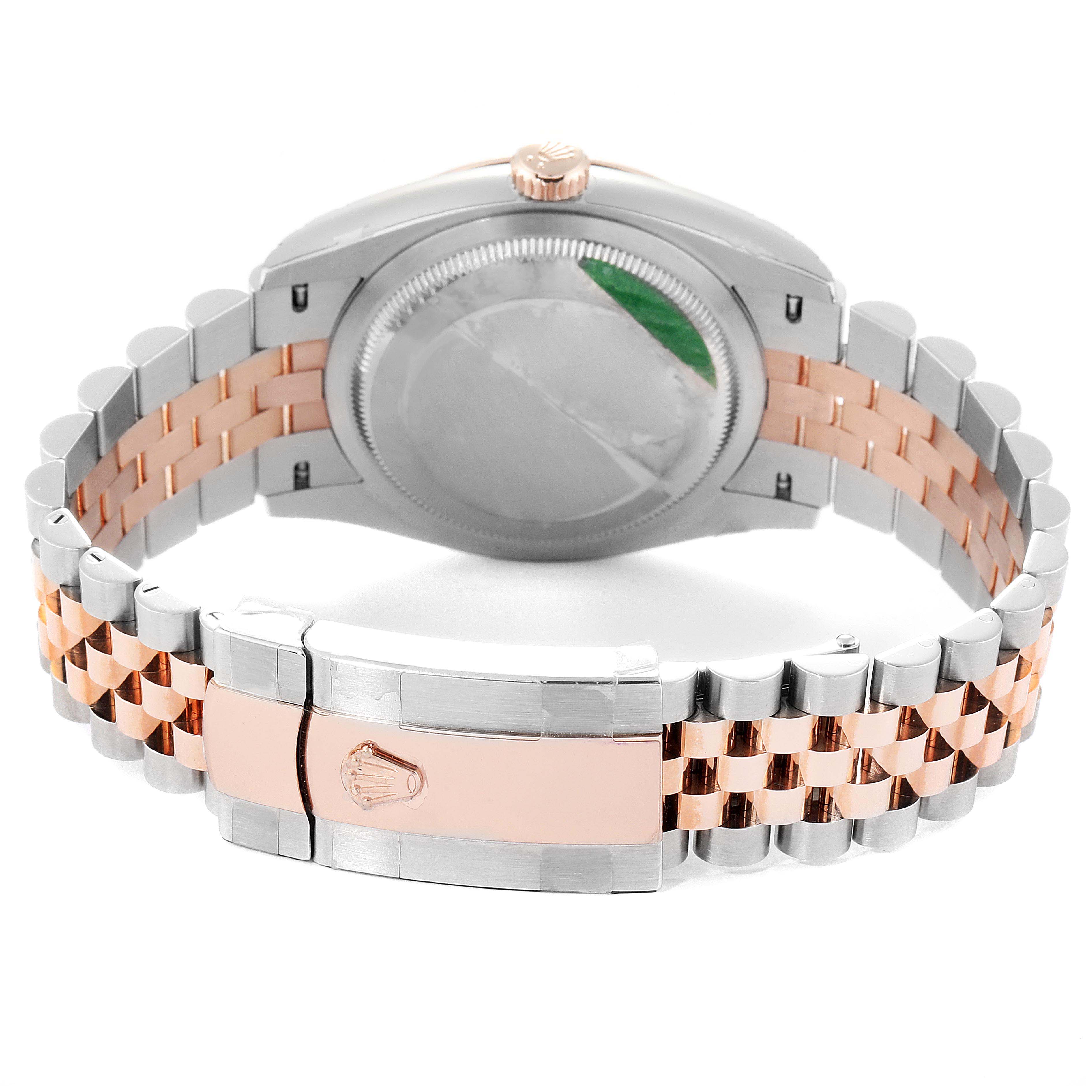 The image shows the back view of a Rolex Datejust 126231 Men's Steel and Gold (two tone) Black Dial 126231 Men's Steel and Gold (two tone) Black Dial watch, highlighting the Jubilee bracelet and clasp.