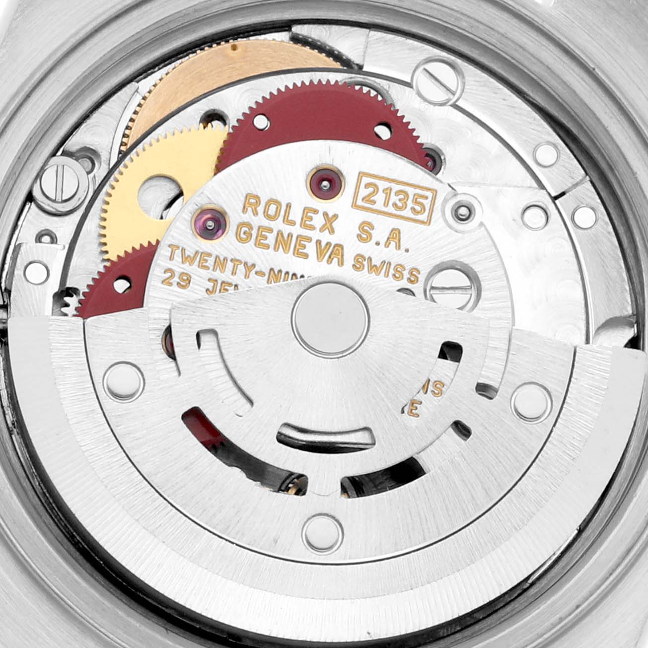 The image shows a close-up view of the movement mechanism inside a Rolex Datejust 69173 Women's Steel and Gold (two tone) Champagne Dial 69173 Women's Steel and Gold (two tone) Champagne Dial model watch.