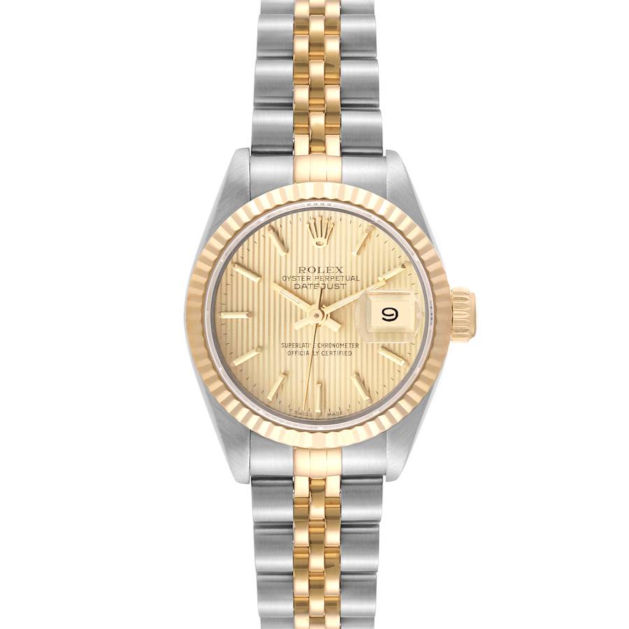 Rolex Datejust Champagne Tapestry Dial Steel Yellow Gold Ladies Watch 69173 SwissWatchExpo