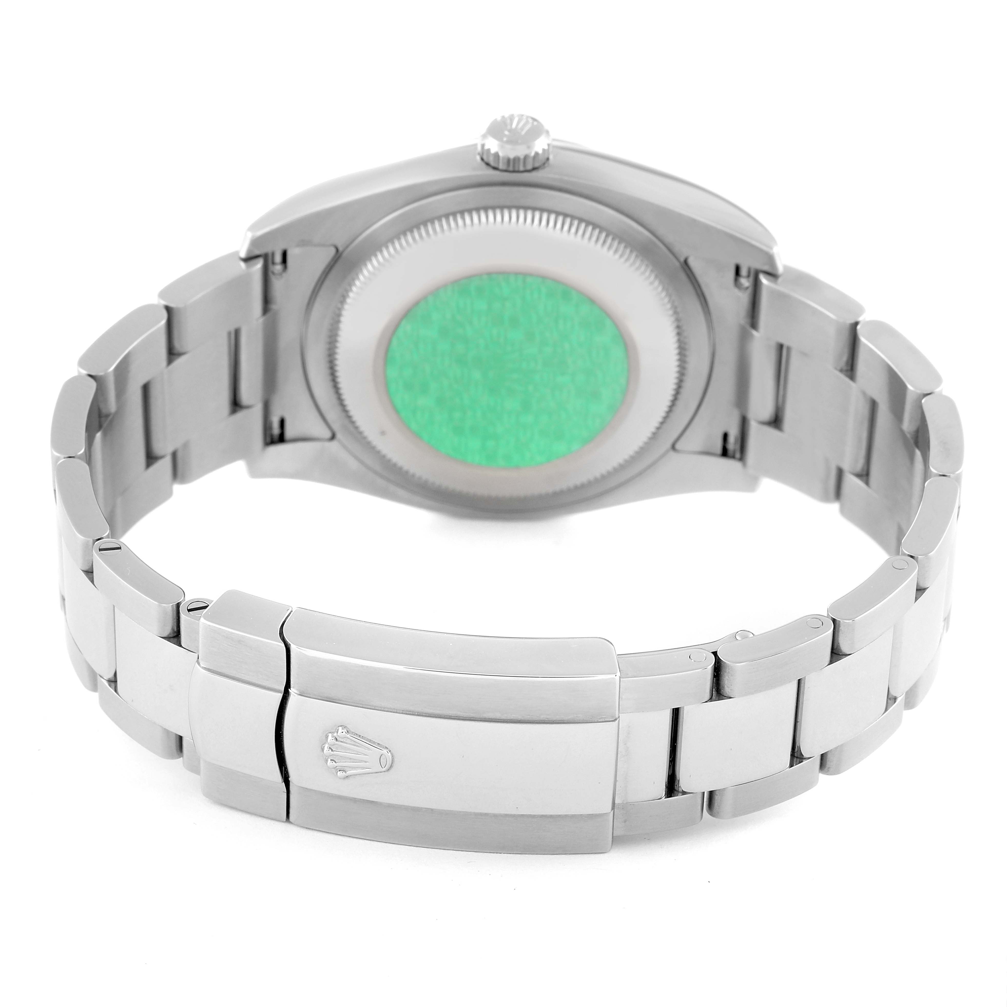 This image shows the back and bracelet clasp of a Rolex Datejust 116234 Men's Stainless Steel Silver Dial 116234 Men's Stainless Steel Silver Dial watch viewed from the rear angle.