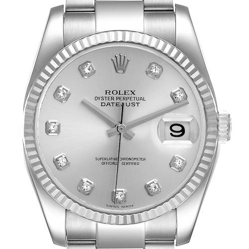 Photo of Rolex Datejust Steel White Gold Diamond Dial Mens Watch 116234 Unworn