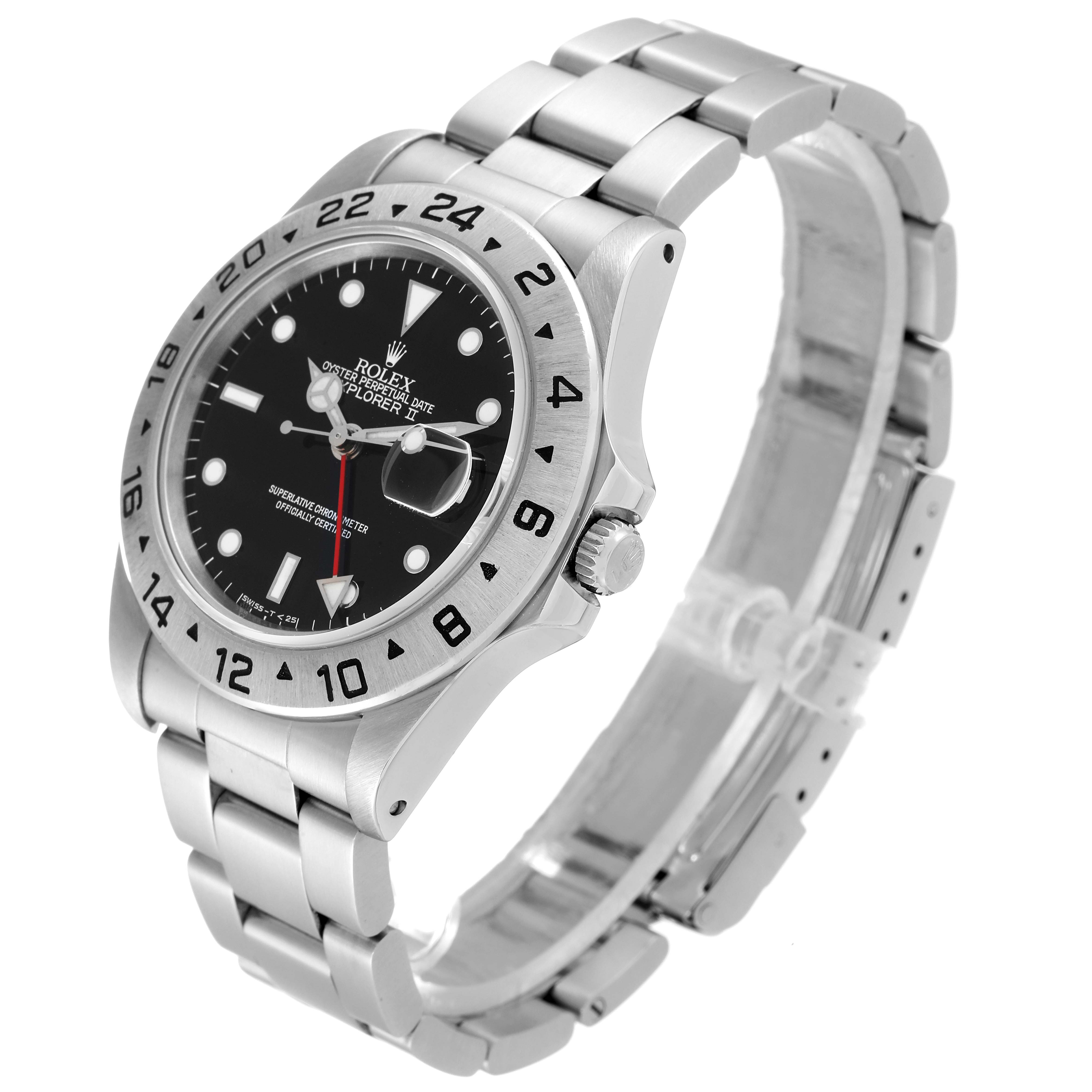 The image shows a Rolex Explorer 16570 Men's Stainless Steel Black Dial 16570 Men's Stainless Steel Black Dial watch from a three-quarter angle, displaying its bezel, dial, and bracelet.