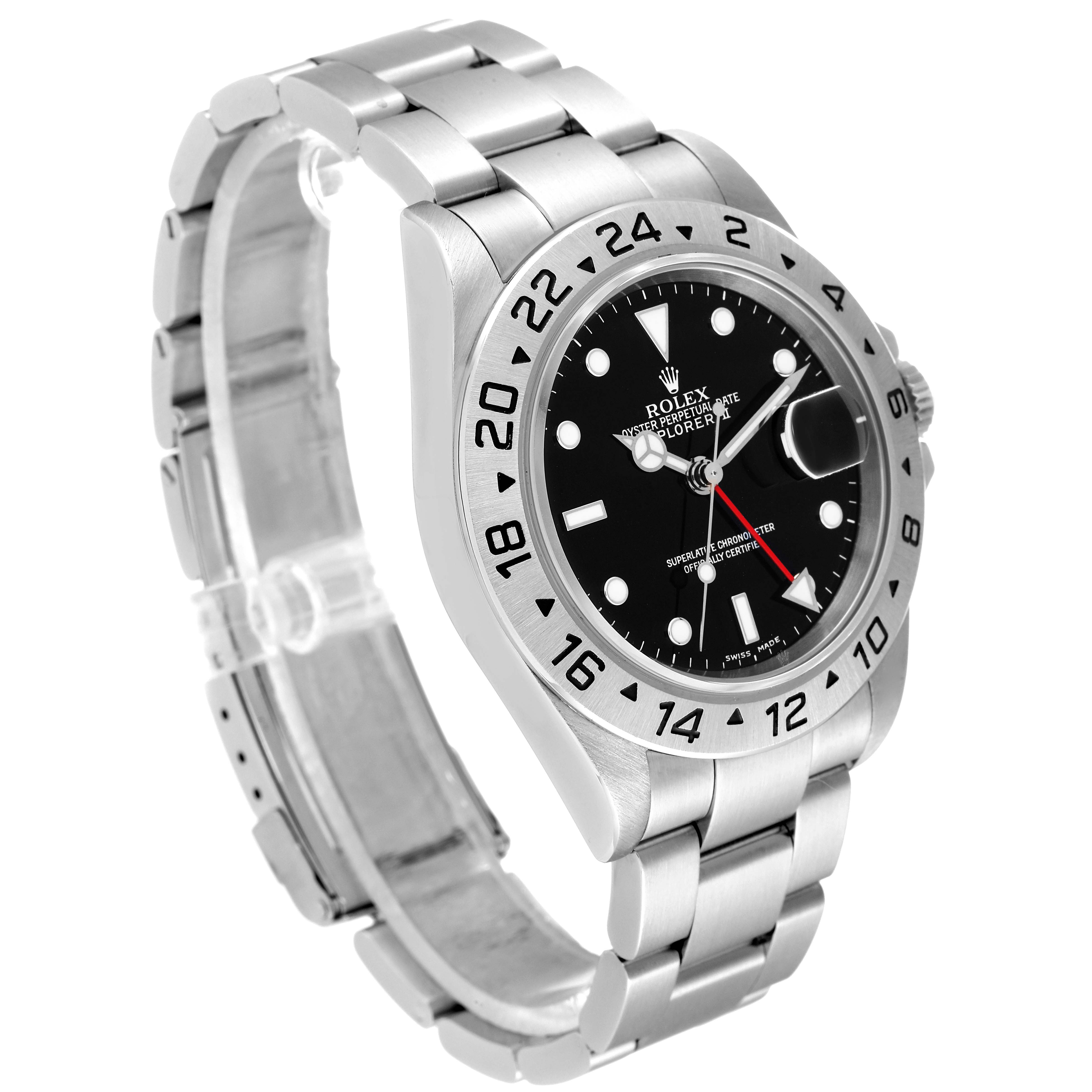 The image shows a Rolex Explorer 16570 Men
s Stainless Steel Black Dial 16570 Men
s Stainless Steel Black Dial model watch at a slight angle, highlighting the face, bezel, and bracelet.