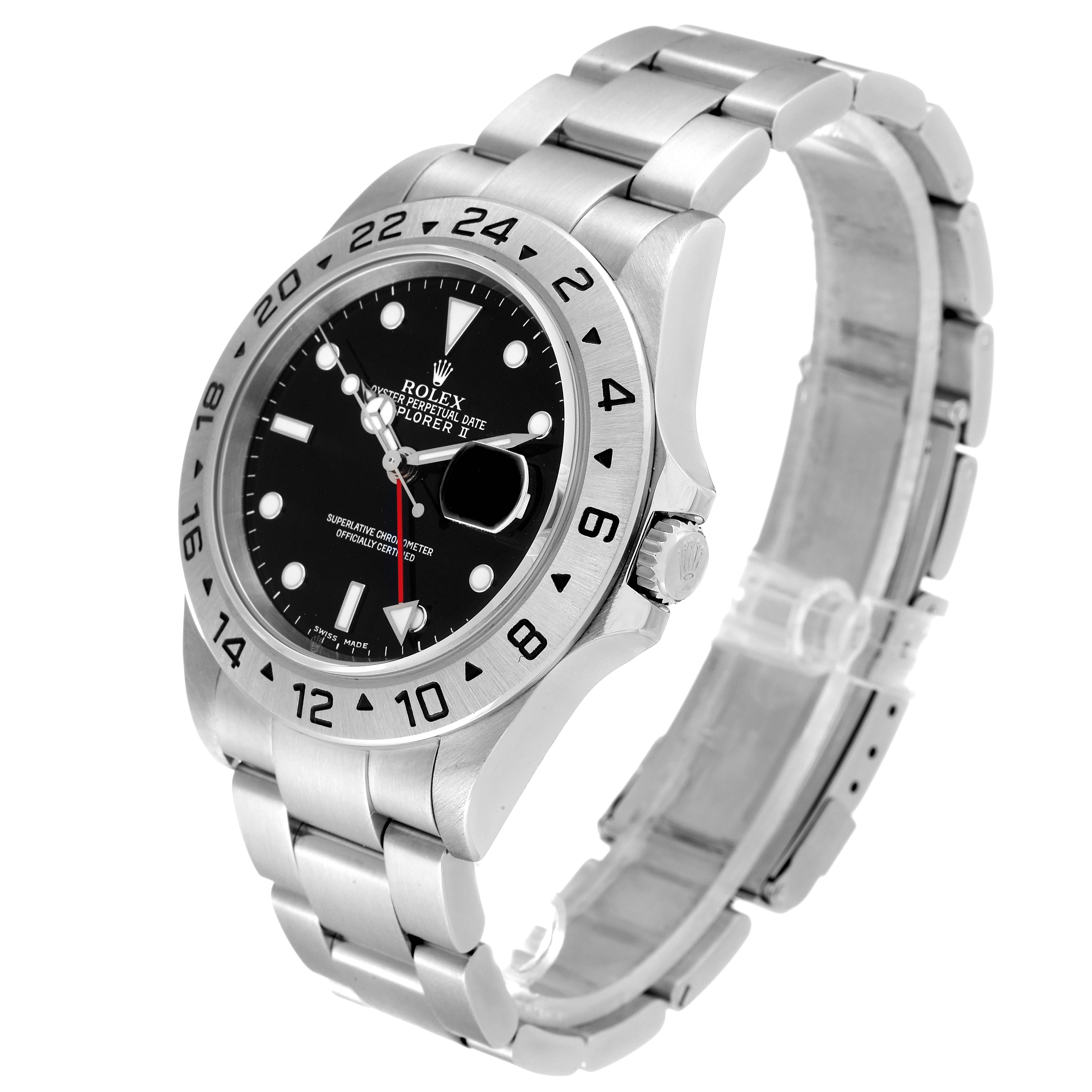 The Rolex Explorer 16570 Men
s Stainless Steel Black Dial 16570 Men
s Stainless Steel Black Dial watch is shown at a slight angle, displaying the face, bezel, and bracelet clearly.