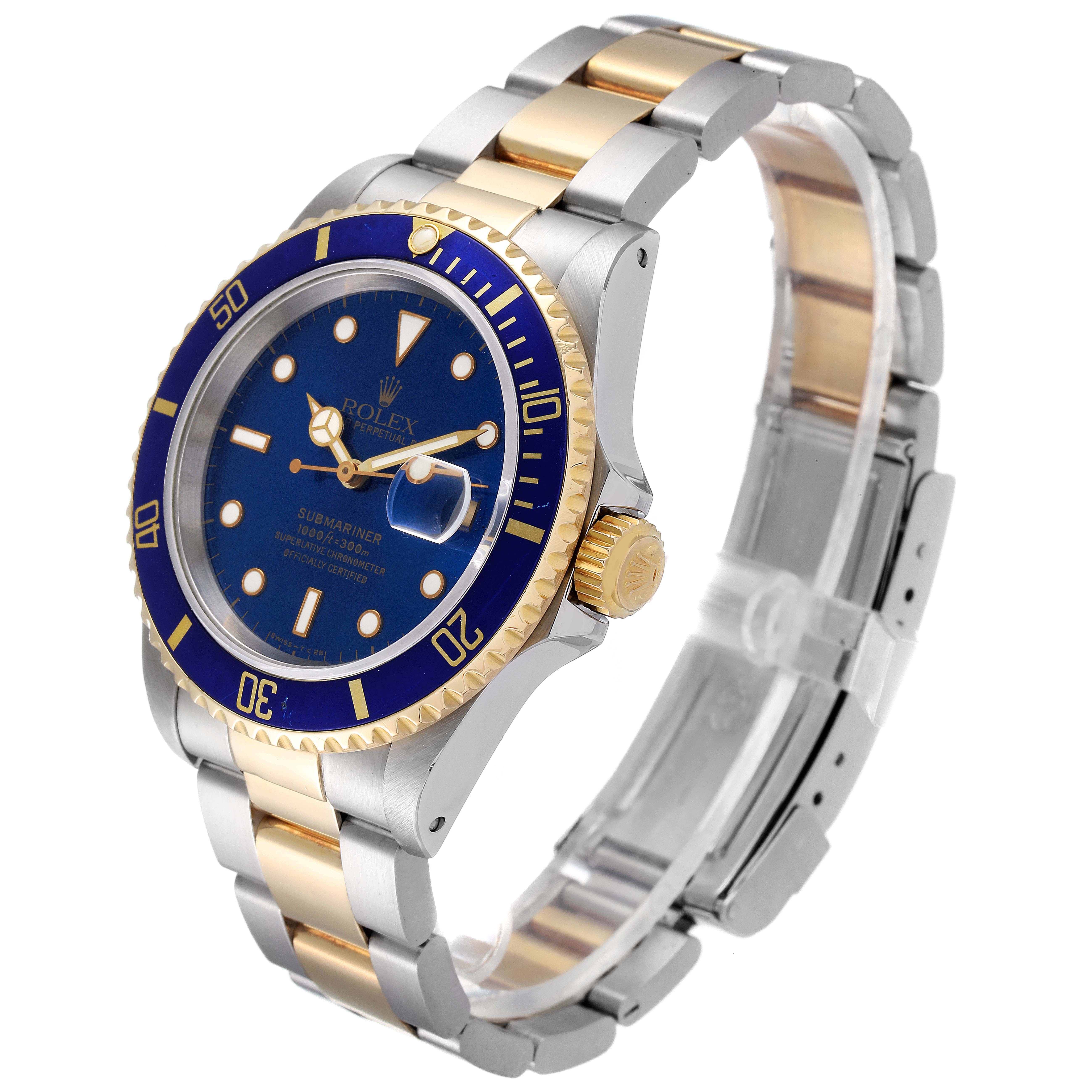 Rolex Submariner Blue Dial Steel Yellow Gold Mens Watch 16613 ...