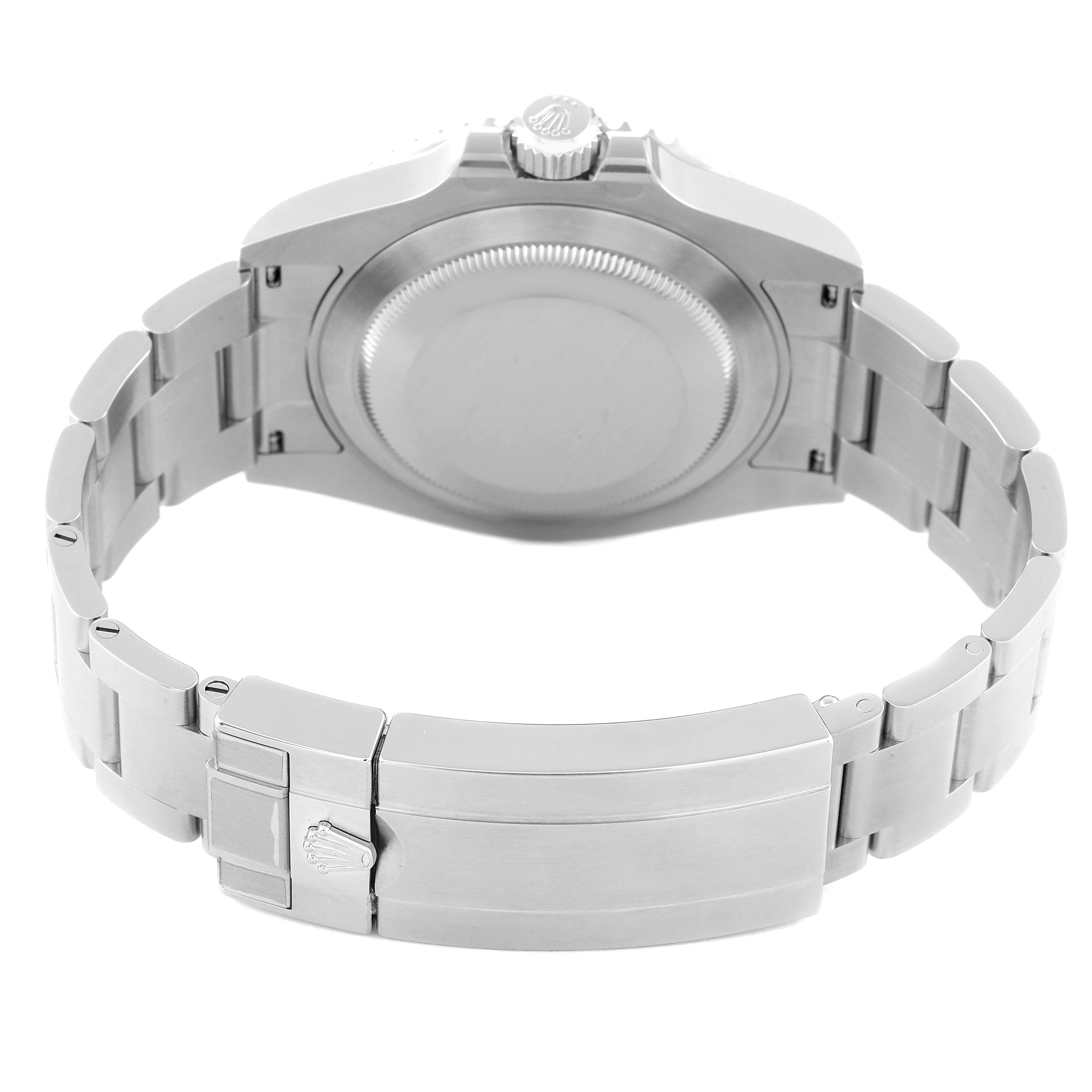 The image shows the back view of a Rolex Submariner 126610 Men
s Stainless Steel Black Dial 126610 Men
s Stainless Steel Black Dial watch, featuring its clasp, bracelet, and case back.