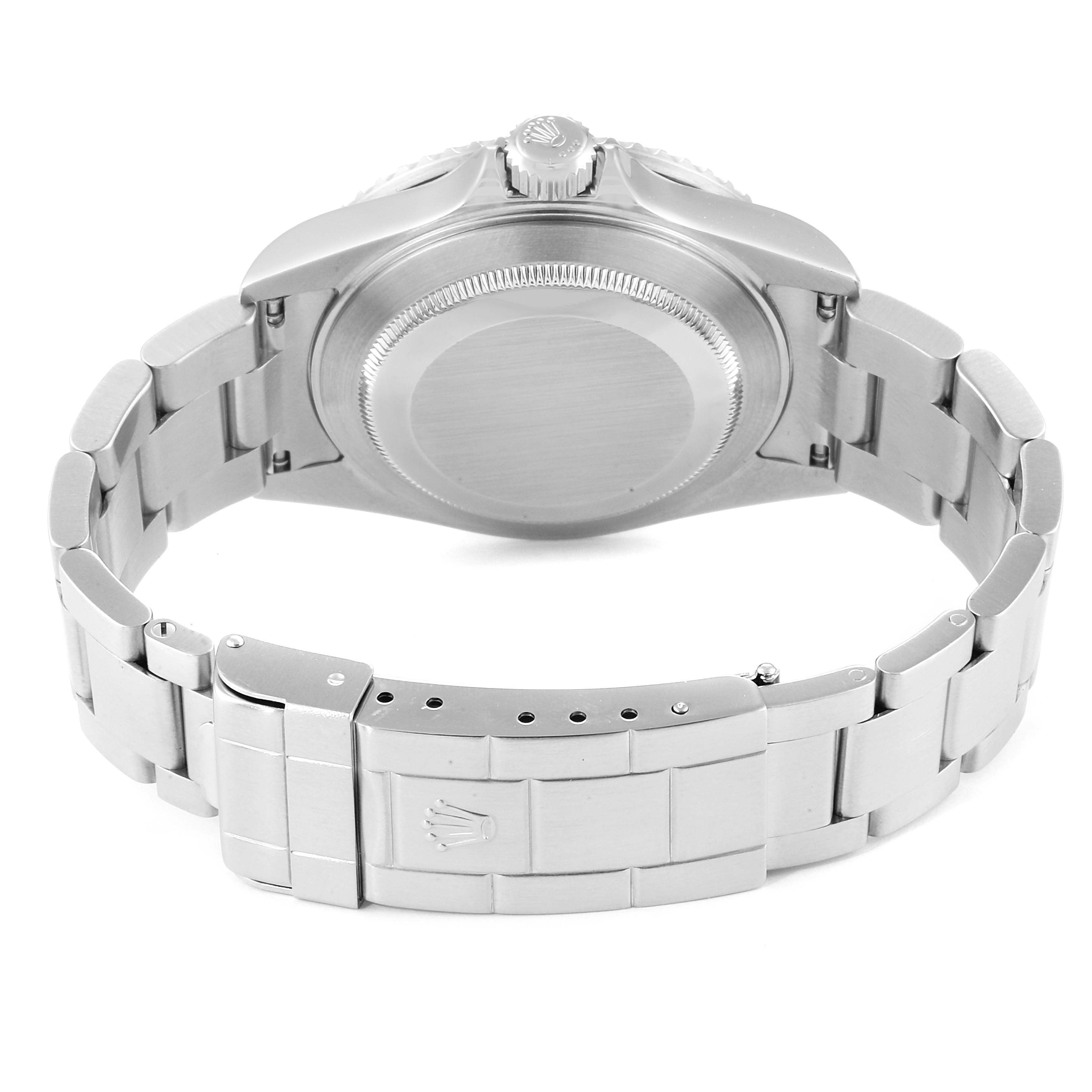 The image shows the back case and bracelet of a Rolex Submariner 16610 Men
s Stainless Steel Black Dial 16610 Men
s Stainless Steel Black Dial watch, viewed from the rear.