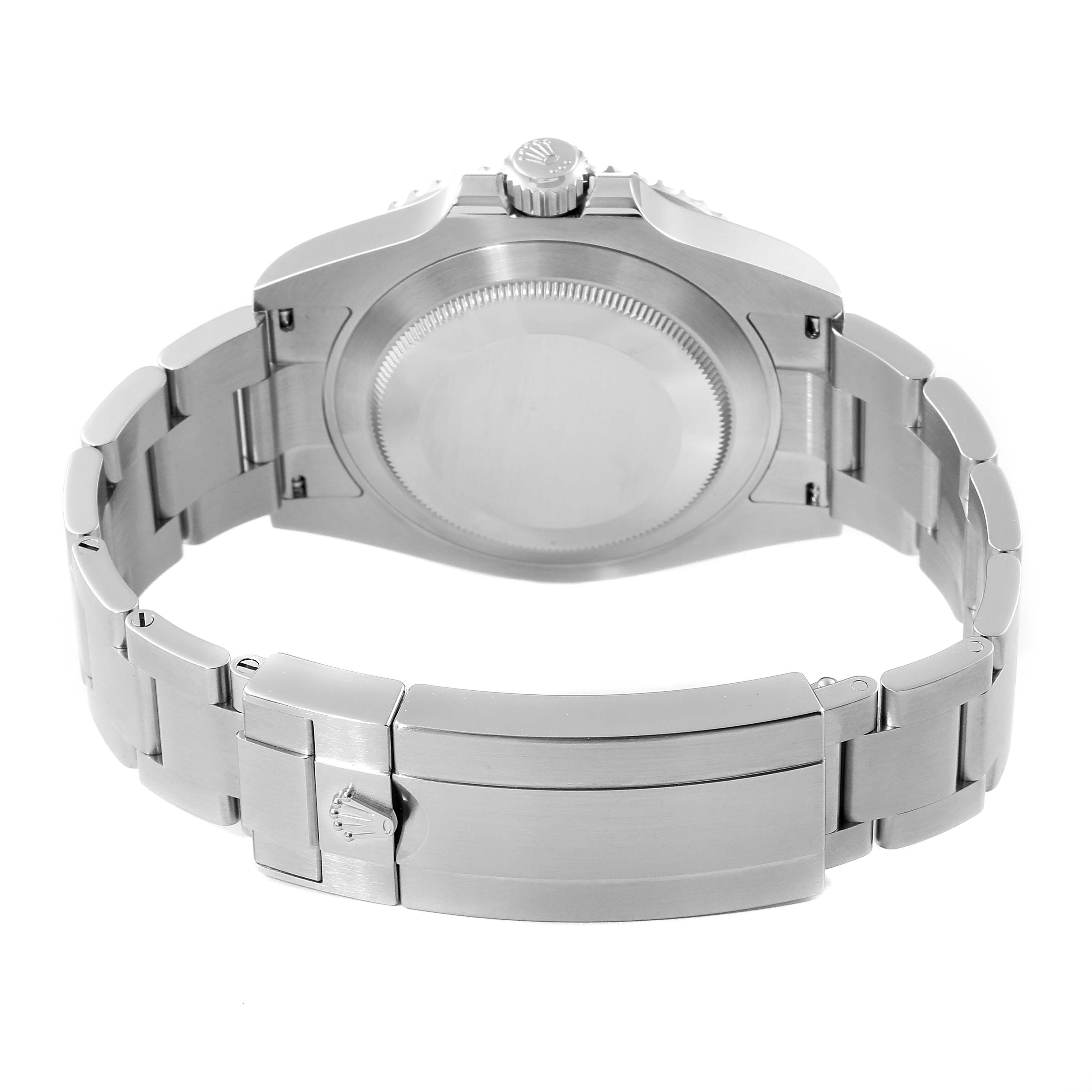 The image shows the back of the Rolex Submariner 124060 Men
s Stainless Steel Black Dial 124060 Men
s Stainless Steel Black Dial watch, highlighting the case back and bracelet with the clasp.