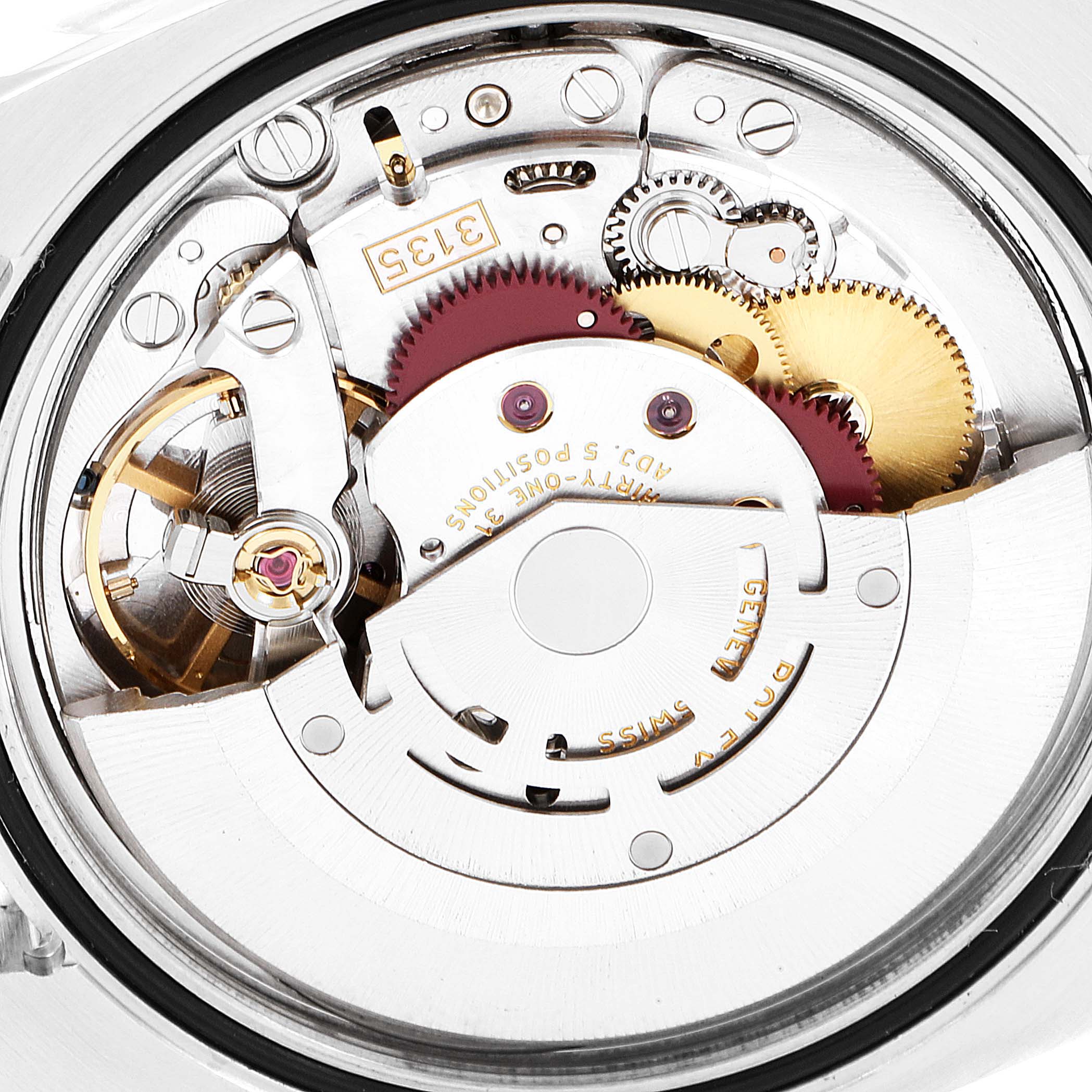 This image shows the internal mechanical movement from the back view of the Rolex Turn-o-Graph 116263 Men
s Steel and Gold (two tone) Grey Dial 116263 Men
s Steel and Gold (two tone) Grey Dial watch.