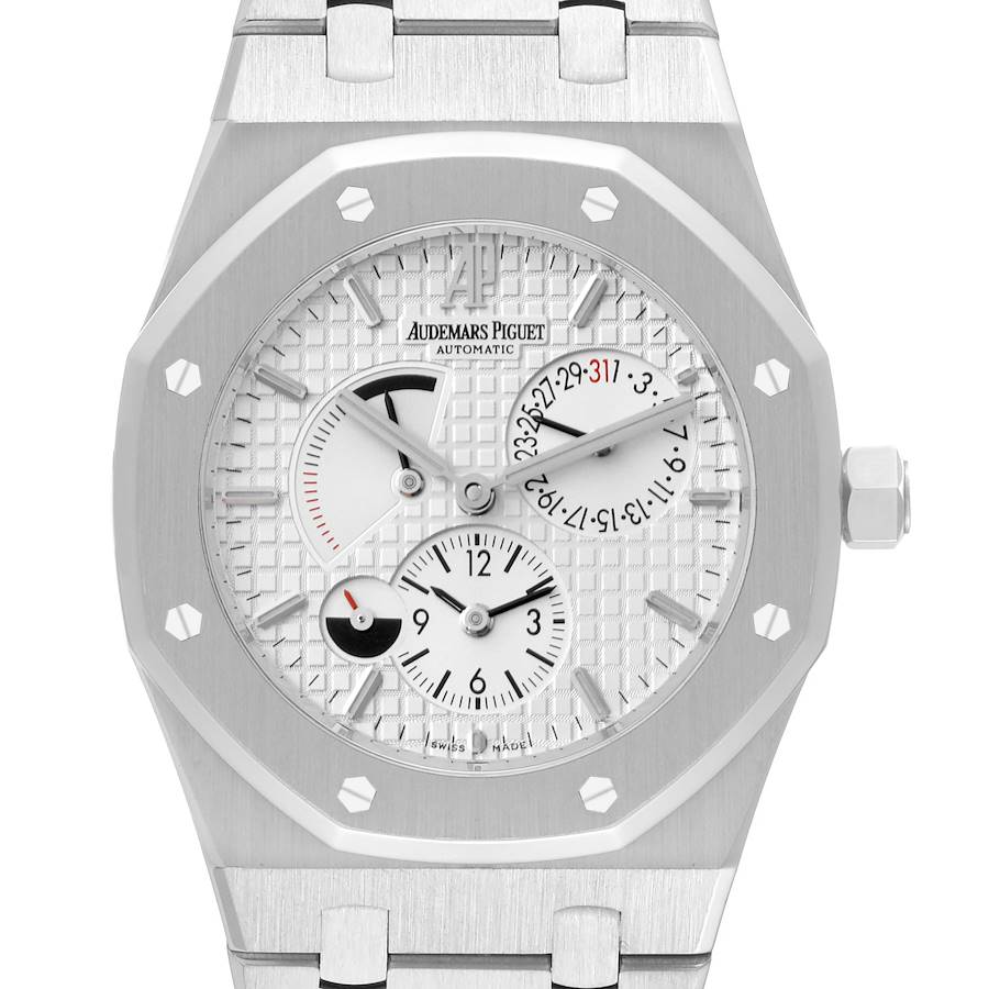 Audemars Piguet Royal Oak Dual Time Power Reserve Mens Watch 26120ST Box Papers SwissWatchExpo