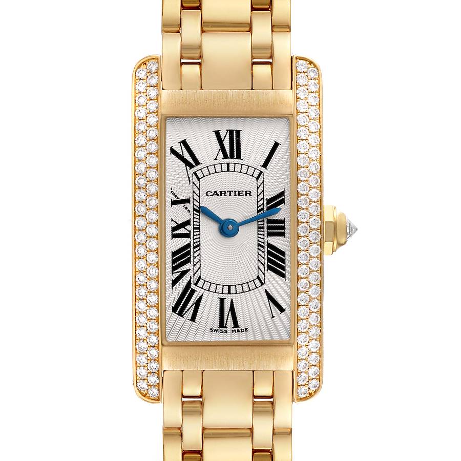 Cartier Tank Americaine 18K Yellow Gold Diamond Ladies Watch WB7012K2 SwissWatchExpo