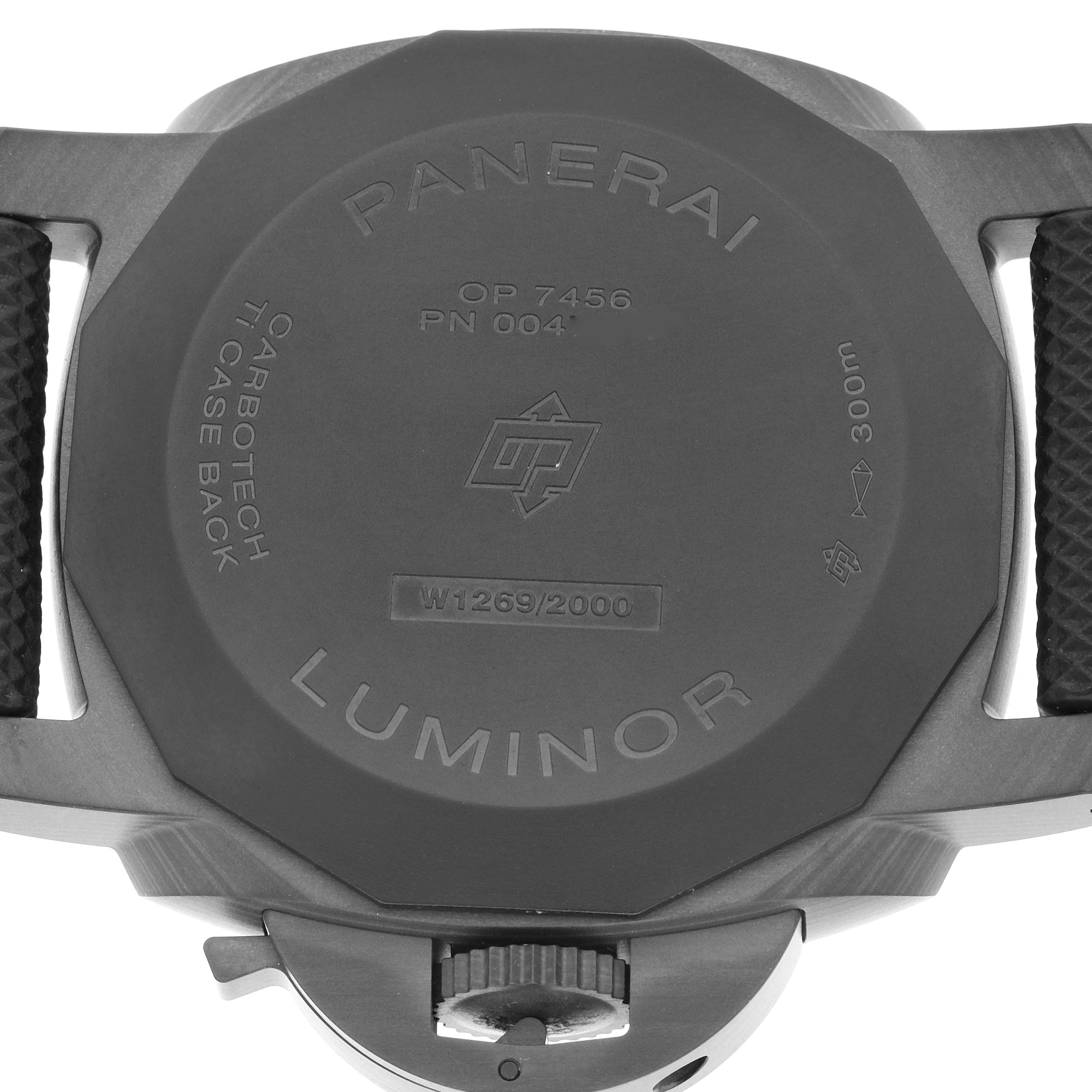 This image shows the back case of a Panerai Luminor PAM01661 Men's Ceramic Black Dial PAM01661 Men's Ceramic Black Dial watch, highlighting the model details and serial number.