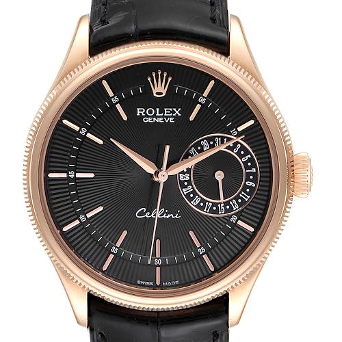 Photo of Rolex Cellini Date Everose Gold Black Dial Automatic Mens Watch 50515