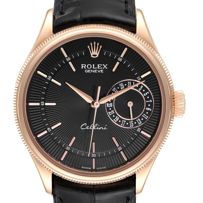 Rolex Cellini Date Everose Gold Black Dial Automatic Mens Watch 50515 SwissWatchExpo