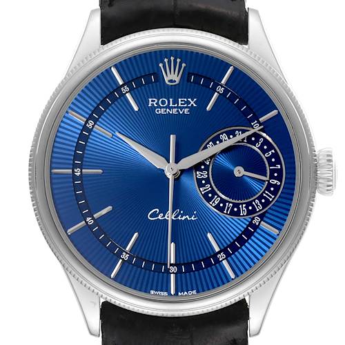 Photo of Rolex Cellini Date White Gold Blue Dial Mens Watch 50519
