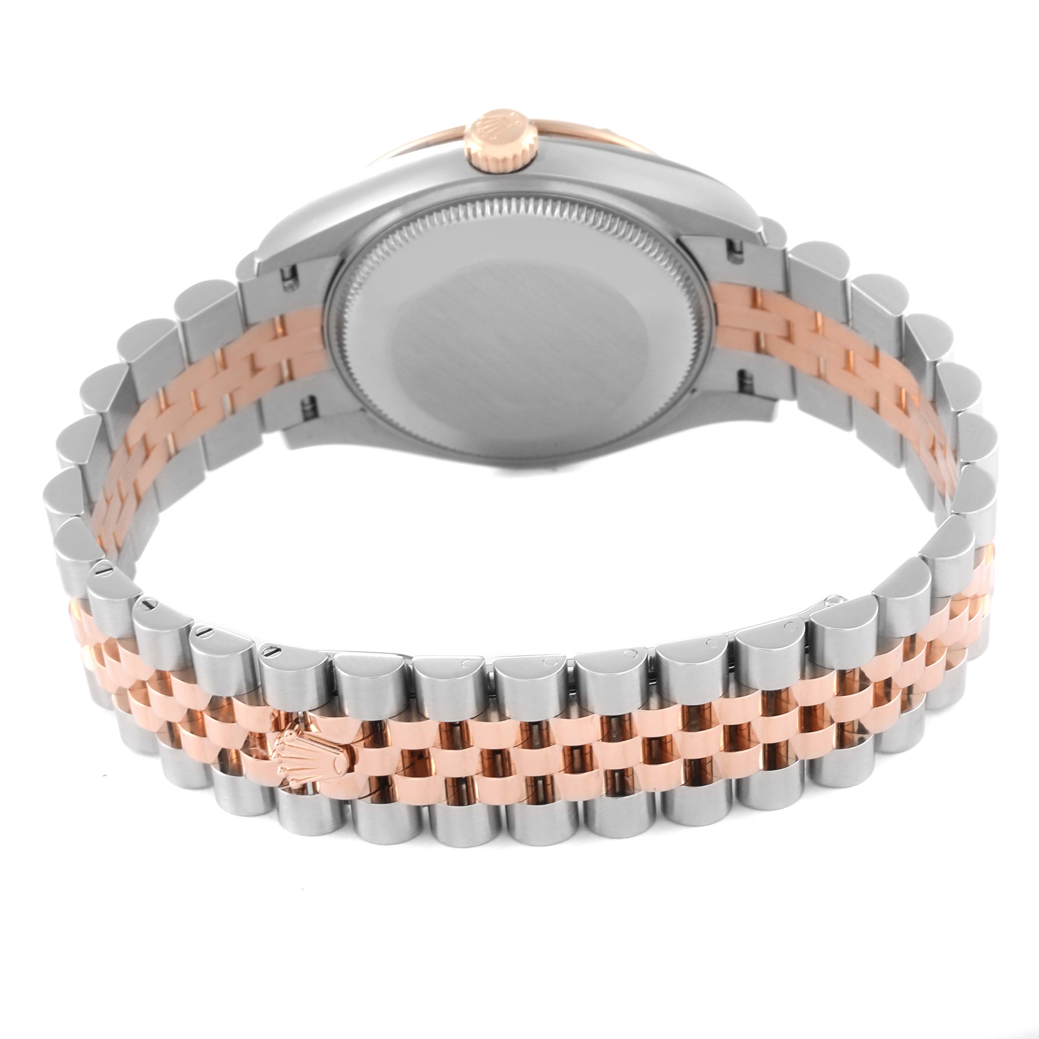 This image shows the back view of a Rolex Mid-Size 278341 Women's Steel and Gold (two tone) Grey Dial 278341 Women's Steel and Gold (two tone) Grey Dial watch, highlighting the case back and two-tone bracelet.