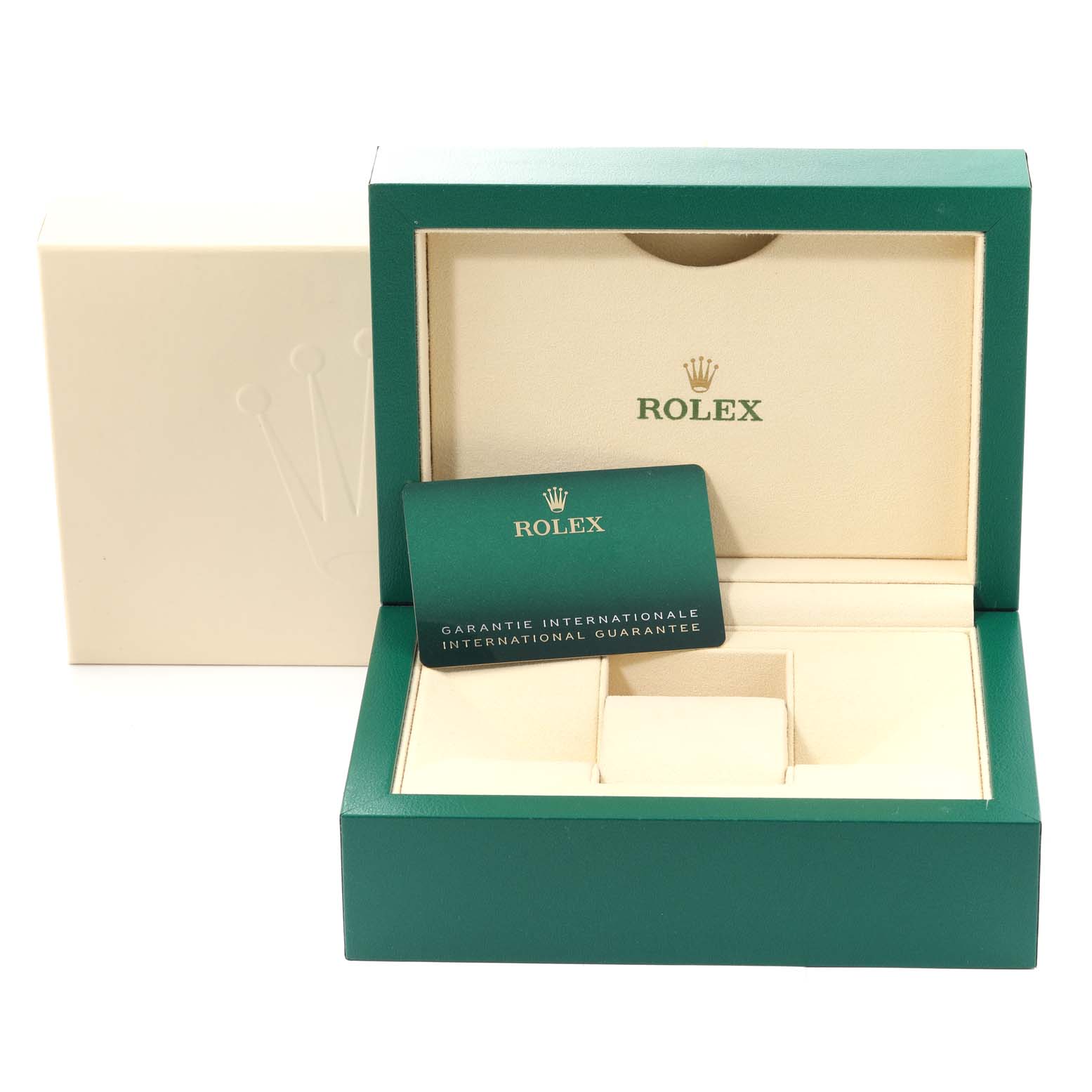 The image shows the open box, warranty card, and packaging for a Rolex Datejust 41 126333 Men's Steel and Gold (two tone) Black Dial 126333 Men's Steel and Gold (two tone) Black Dial watch.