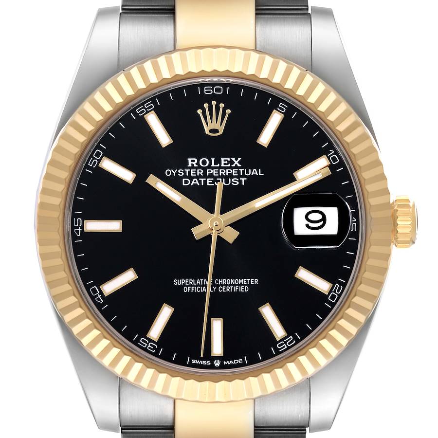 Rolex Datejust 41 Steel Yellow Gold Black Dial Mens Watch 126333 SwissWatchExpo