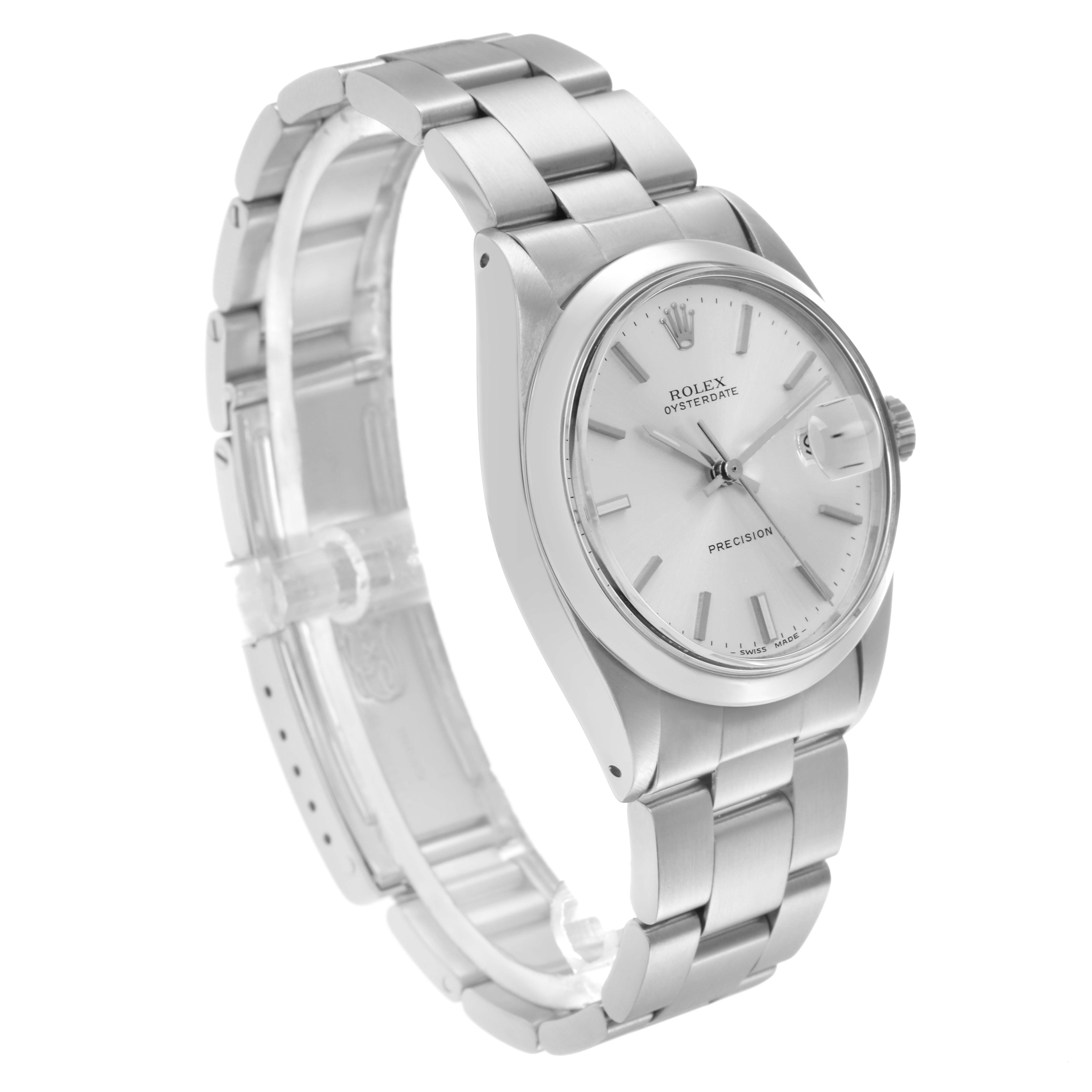 The Rolex Vintage Collection 6694 Men
s Stainless Steel Silver Dial 6694 Men
s Stainless Steel Silver Dial watch is shown at a three-quarter angle, displaying its face, bracelet, and side profile.