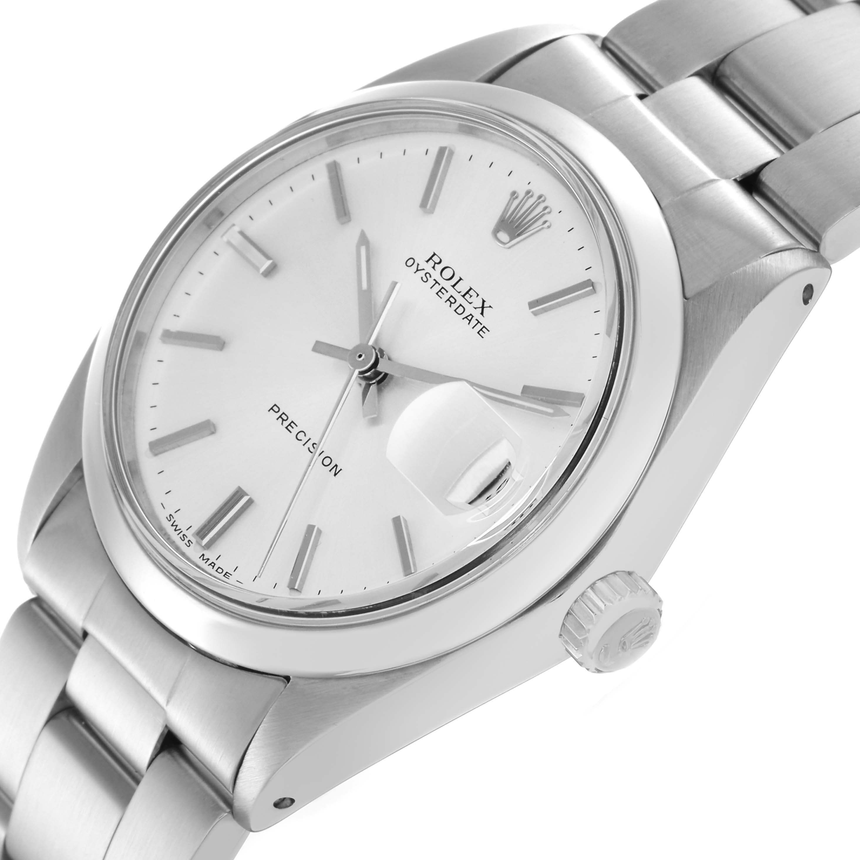 The Rolex Vintage Collection 6694 Men
s Stainless Steel Silver Dial 6694 Men
s Stainless Steel Silver Dial watch is shown at a three-quarter angle, highlighting the dial, case, bracelet, and crown.