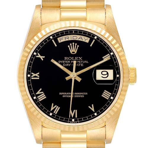 Photo of Rolex President Day-Date Black Dial Yellow Gold Mens Watch 18238