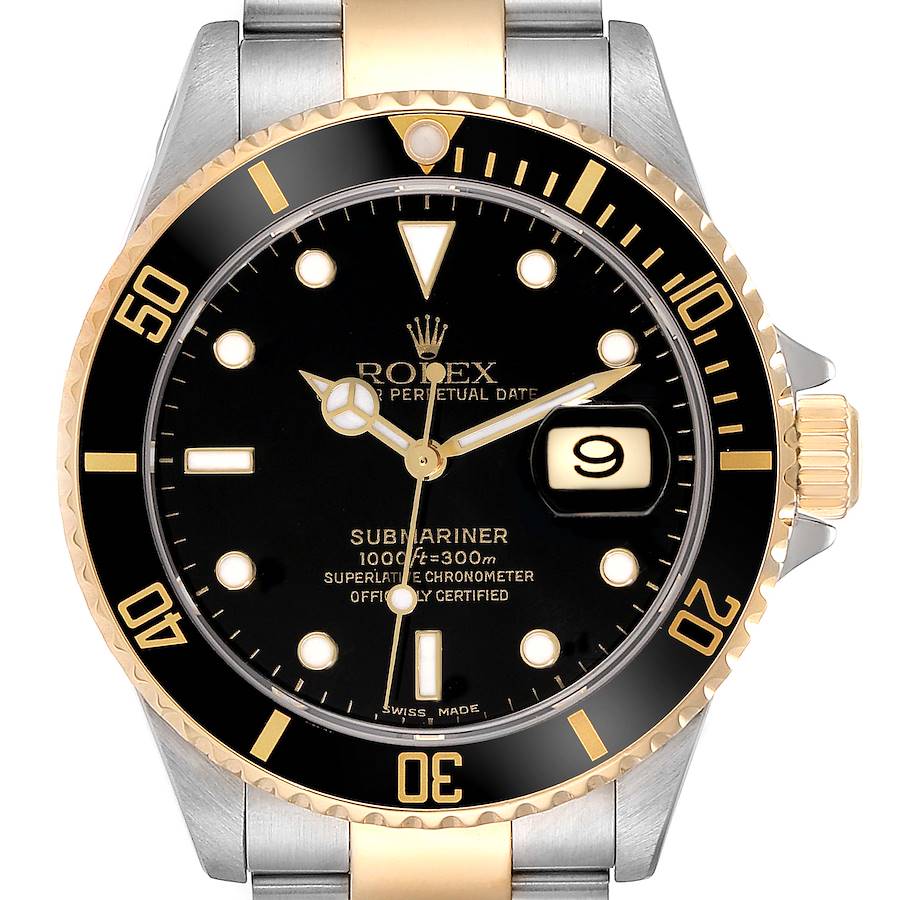 Rolex Submariner Steel Yellow Gold Black Dial Mens Watch 16613 SwissWatchExpo