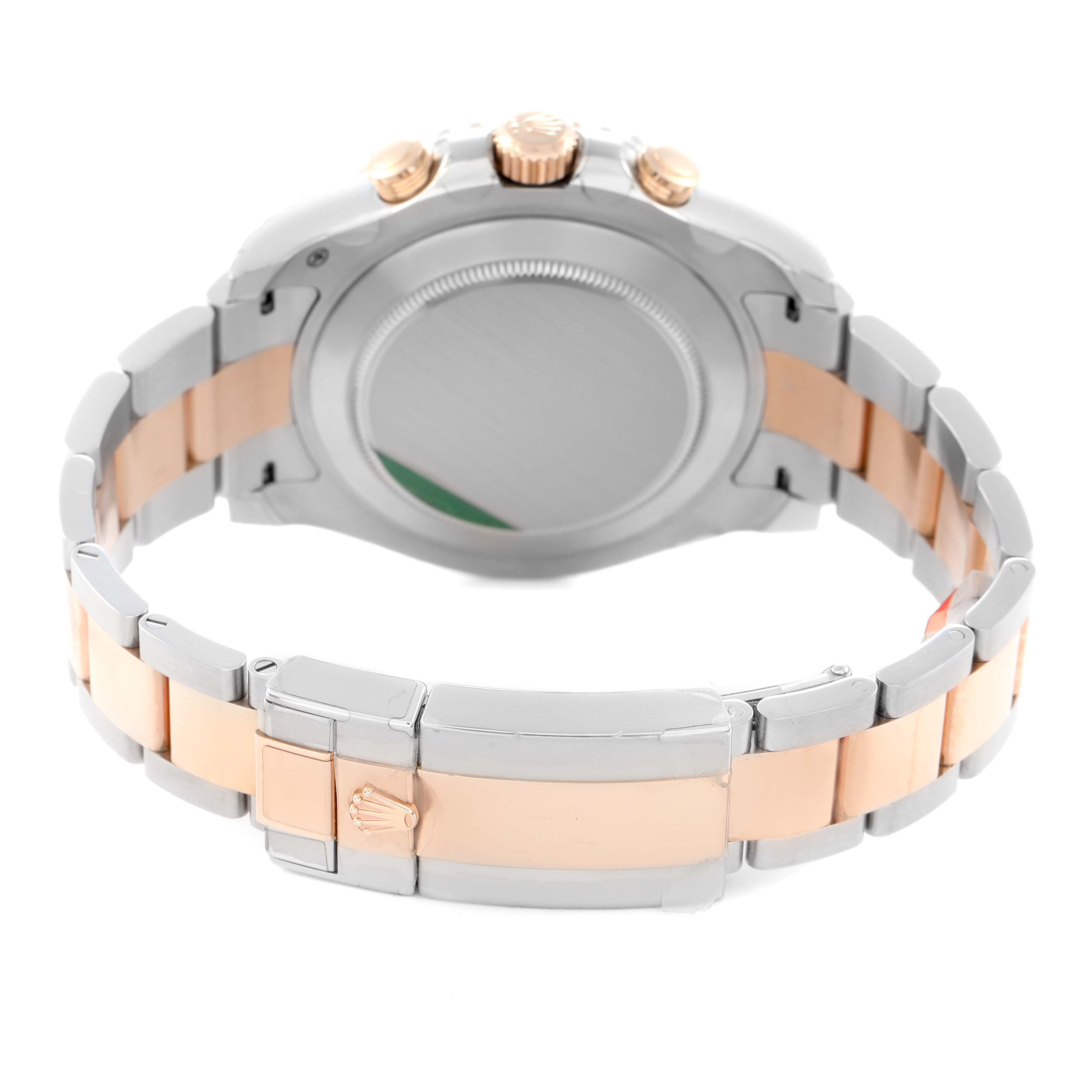 The image shows the back case and two-tone bracelet of the Rolex Yacht-Master 116681 Men
s Steel and Gold (two tone) White Dial 116681 Men
s Steel and Gold (two tone) White Dial watch from a rear angle.