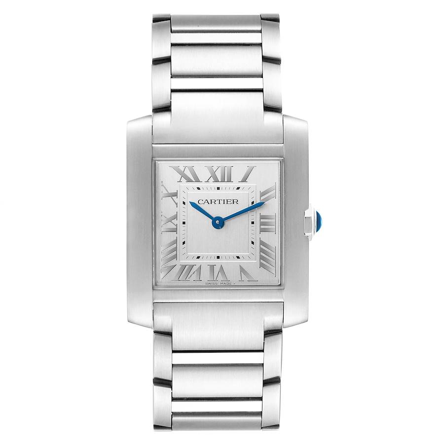 Cartier Tank Francaise Medium Silver Dial Steel Ladies Watch WSTA0074 Box Card