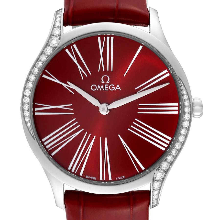 Omega DeVille Tresor Diamond Red Dial Ladies Watch 428.18.36.60.11.002 Box Card SwissWatchExpo