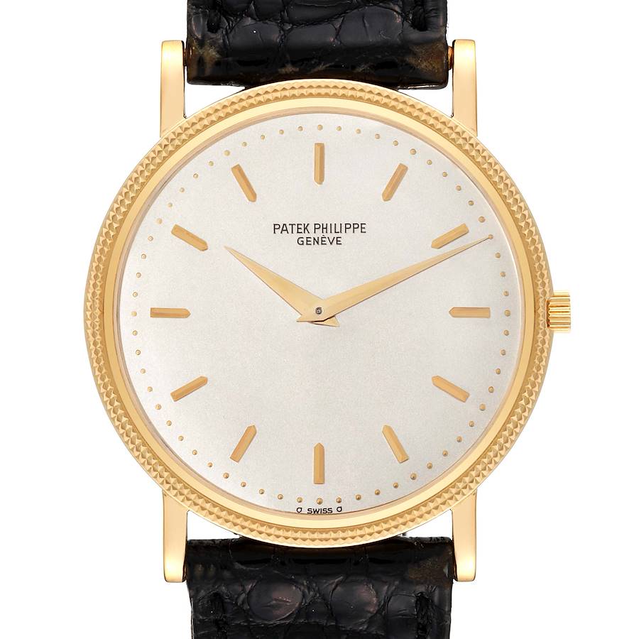 Patek Philippe Calatrava 18k Yellow Gold White Dial Mens Watch 3520 SwissWatchExpo