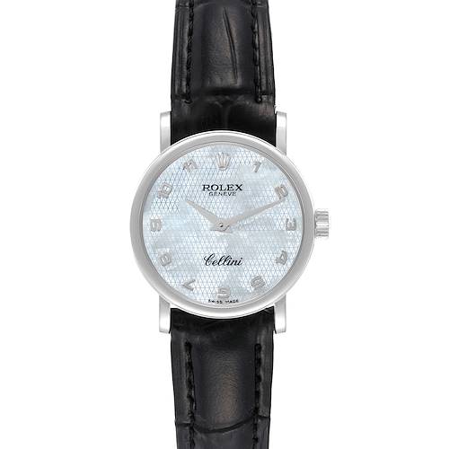 Photo of Rolex Cellini Classic  White Gold Mother of Pearl Dial Black Strap Ladies Watch 6110