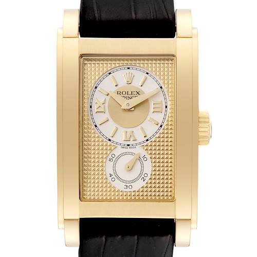 Photo of Rolex Cellini Prince Yellow Gold Champagne Roman Dial Mens Watch 5440