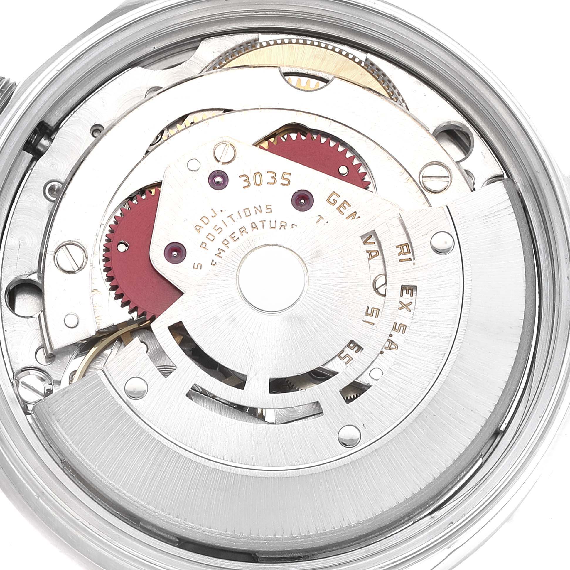 This image shows the movement mechanism of a Rolex Date 15010 Men's Stainless Steel Black Dial 15010 Men's Stainless Steel Black Dial model watch, focusing on its internal components.