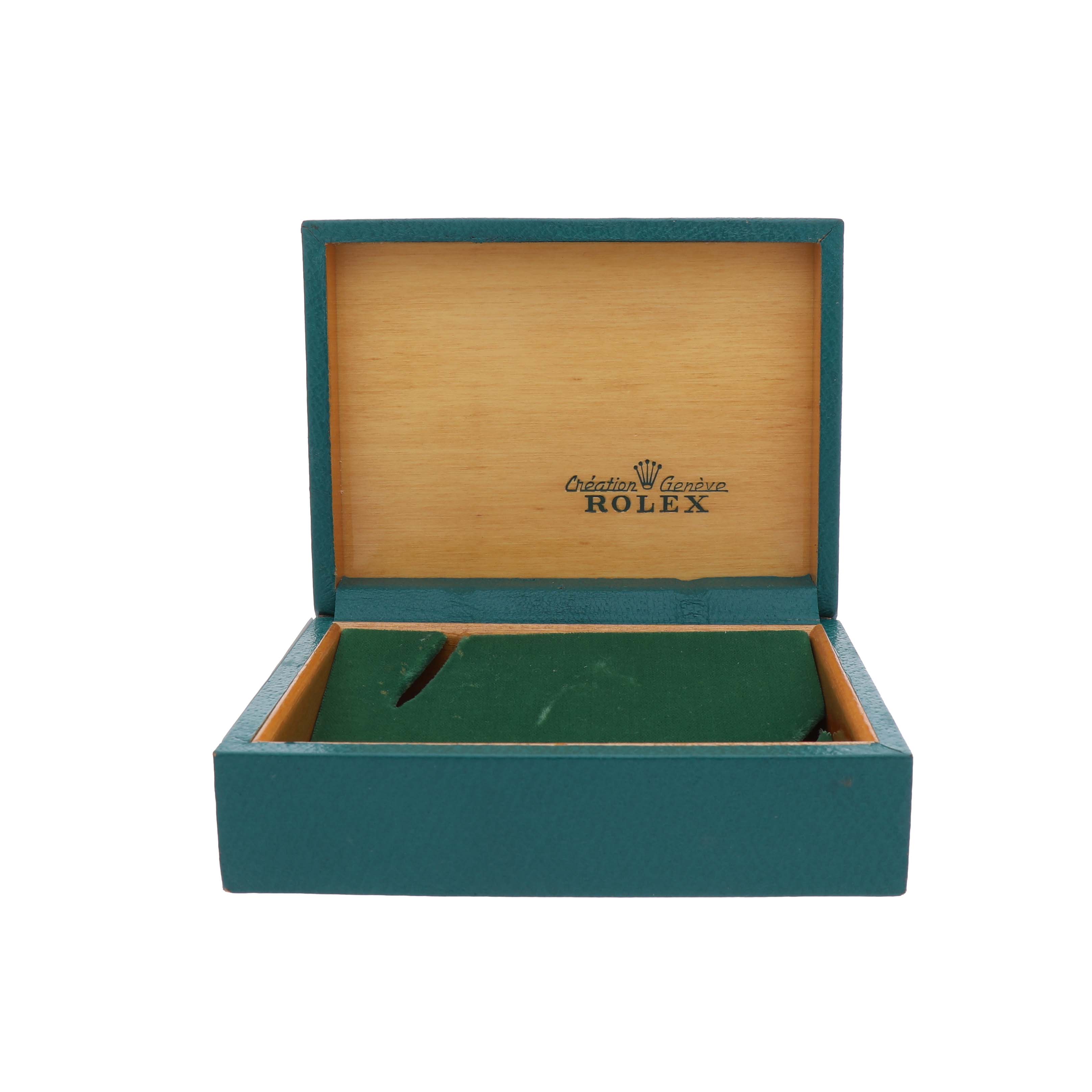 The image shows an open Rolex Datejust 16013 Men's Steel and Gold (two tone) Champagne Dial watch box with branding visible on the inner lid.