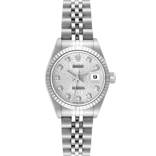 Photo of Rolex Datejust Steel White Gold Anniversary Diamond Dial Watch 69174 Box Papers