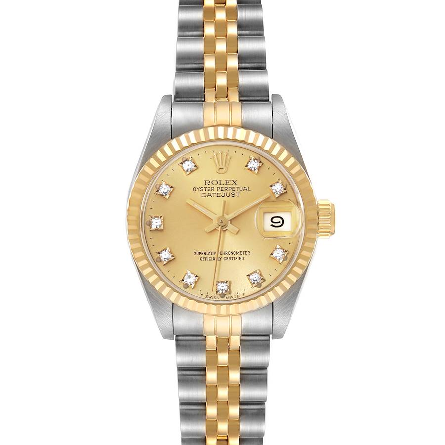 Rolex Datejust Steel Yellow Gold Diamond Dial Ladies Watch 69173 SwissWatchExpo