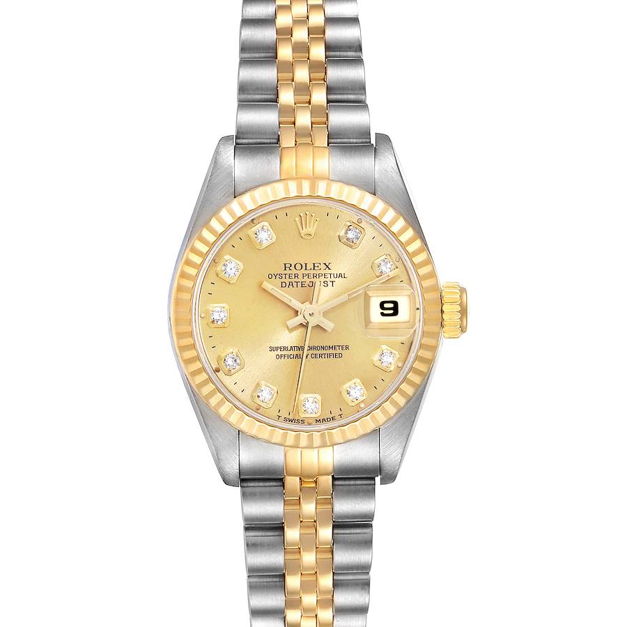 Rolex Datejust Steel Yellow Gold Diamond Ladies Watch 69173 Box Papers SwissWatchExpo