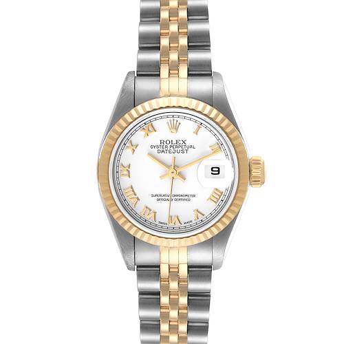 Photo of Rolex Datejust Steel Yellow Gold White Roman Dial Ladies Watch 79173 Box Papers