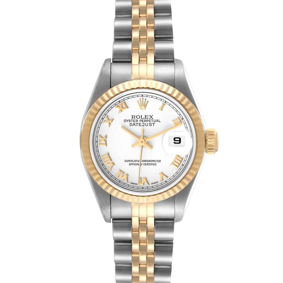 Rolex Datejust Steel Yellow Gold White Roman Dial Ladies Watch 79173 Box Papers SwissWatchExpo